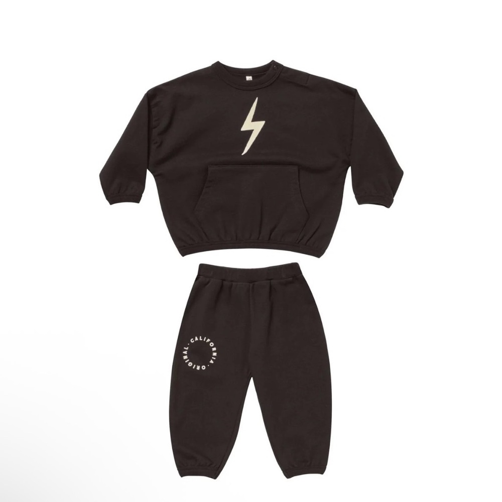 Rylee + Cru Black Bolt Sweatshirt and Joggers